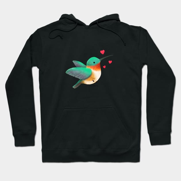 Ruby Throated Hummingbird in love Hoodie by julianamotzko